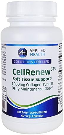 CellRenew STS 1000mg Hydrolyzed Collagen Type 2, 60caps Hyaluronic Acid, Chondroitin Sulfate Patented Joint Support