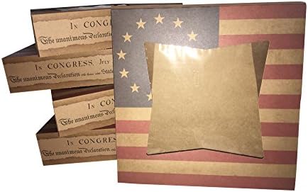 American Flag Kraft Brown Bakery Boxes with Window 10 x 10 x 2.5 Inches Set of 5