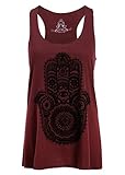 Burgundy Spiritual Hamsa Hand Yoga Loose Fit Muscle Tee Tank Top
