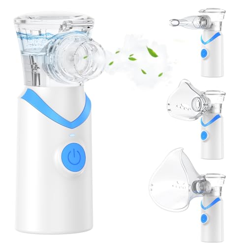 Larair Inhaler for Adults & Children, Quiet Nebuliser, Rechargeable and Portable Inhaler, Inhaler with Self-Cleaning Function & Adjustable Spray Volume, Blue