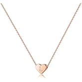Turandoss Tiny Heart Initial Necklaces for Girls - 14K Rose Gold Filled Heart Pendant Handmade Dainty Heart Letter Initial Necklaces for Teen Girls Jewelry Gifts