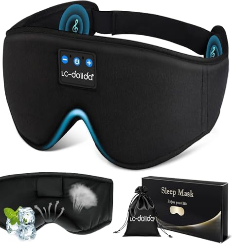 Máscara de sueño LC-dolida con auriculares Bluetooth, antifaz para dormir sin presión ocular, auriculares nocturnos para dormidores de lado, regalo ideal y esencial de viaje