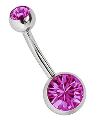Modern Nature Piercingschmuck Titan Bauchnabel Piercing 1,6 x 12 mm mit Zirkonias rund in 8 mm + 5 mm Stein Kugel