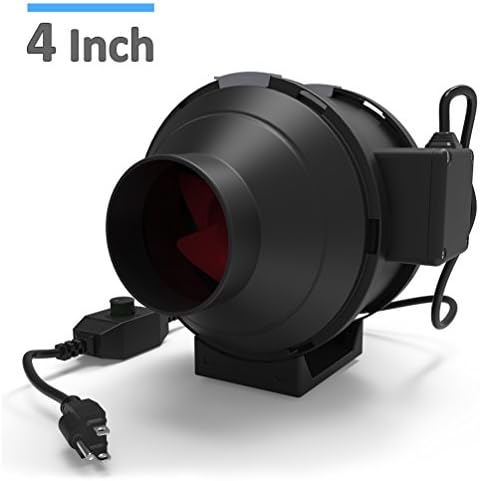 4 Inch 200CFM Inline Duct Mixed Flow Fan w/Variable Speed Controller, HVAC Energy Efficient Ventilation Blower, for Grow Tent Air Circulation