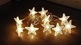 Hzenya Fairy Light Frosted Acrylic Star string light garland,10 Warm White LEDs, 5.8 feet,Battery Operated (warm white LED)