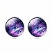 Mystical Galaxy Outer Space Crystal Time Gem Stud Earrings Glass Pendant Necklace for Women Jewelry Set