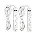 6-Outlet Grounded Surge Protector Power Strip, 450 Joule, 6-Foot Cable Cord Extension, Wall mountable, UL Listed, Ideal for Office or Home, White (2 Pack)