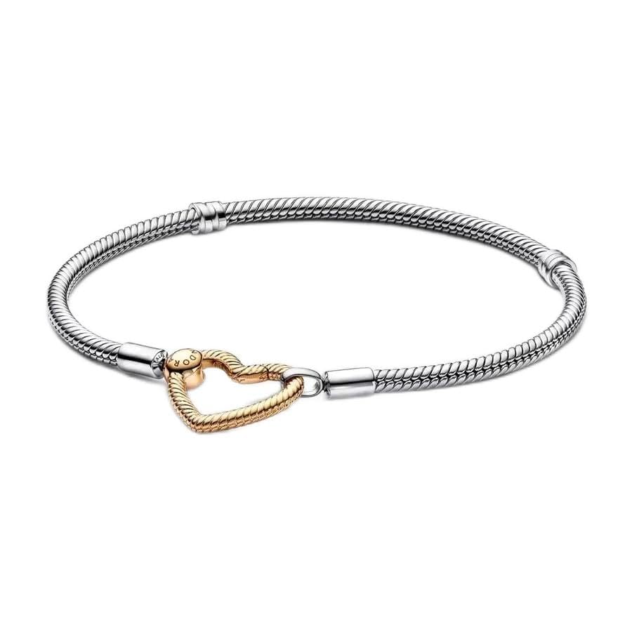 PANDORA Moments Heart Closure Snake Chain Bracelet, 8.3" at Amazon
