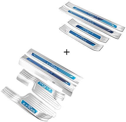 Leesville New 2017 2018 Nissan X-Trail Door Sill Protector Stainless Steel External Inner 4 Pcs Car Decoration Door Sill Protector Car Door Sill Scuff Plate (8 pcs)