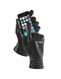 Isotoner Classic Stretch Leather Touchscreen Guantes para clima frío, forro polar