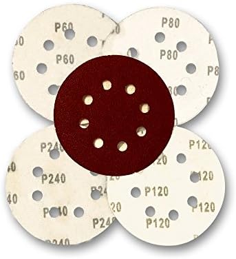 Astron Top 5-Inch Sanding Disc, 8-Hole, Hook & Loop, 10 Each of 4 Grits 60/80/120/240, for Random Orbital Sander, DC8140R