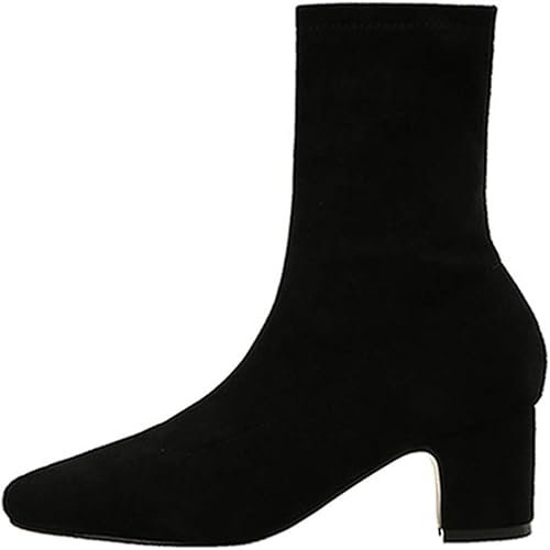 Amazon ダキシ ショートブーツ レディース チャンキーヒール トレンド 秋冬 スクエアトゥ 太めヒール マーティンブーツ レディースシューズ サイドジッパー コーデ 歩きやすい 滑り止め おしゃれ ブーティ 黒 アンクルブーツ ダキシ レースアップ