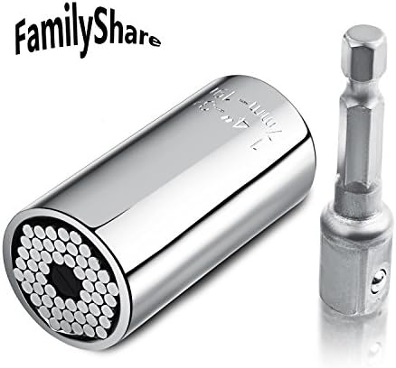 FamilyShare Magical Grip,Magical Grip Socket,7mm to 19mm Universal Socket with Metric Wrench Power Drill Adapter Set - Professional Repair Tools (Small)
