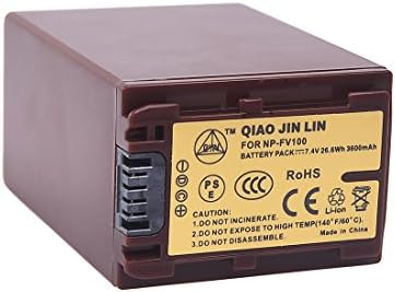 QIAO JIN LIN 3600mAh NP-FV100 NP-FV100A Stamina Battery for Sony HDR-CX580V HDR-CX760V HDR-PJ260V HDR-PJ580V Camcorder