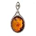 HolidayGiftShops Amber Jewelry for Women - Sterling Silver and Baltic Honey Oval Amber Pendant, Includes 925 Sterling Silver Chain - Sterling Silver Jewelry Collection, made in Poland