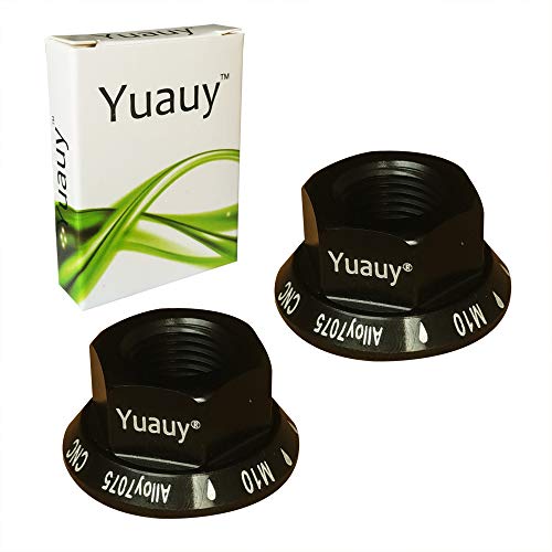 image for Yuauy Black 2 x M10 Bike Wheel Hub Axle Nuts 7075 Aluminum Bicycle Chr