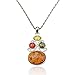 SUMAJU Pendant Necklace Vintage Artifical Amber Gem Drop Chain Necklace Charm Colorful