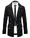 Beninos Mens Wool Slim Fit Double Breasted Half Trench Coat (0051, Black, L)