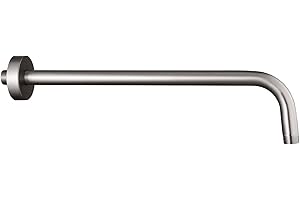 ENOUGHMEN 16 Inch Shower Arm with Flange,Stainless Steel 90 Degree Rain Shower Head Extension Arm,Wall-Mounted Shower Head Arm for Fixed Shower Head,Brushed Nickel
