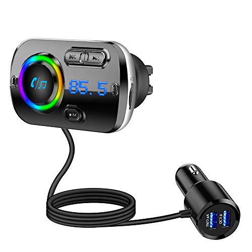 Tecboss Bluetooth FM Transmitter for Car, Upgraded Bluetooth 5.0 Wireless Car Radio Adapter with QC3.0 &5V/2.4A Fast Charging, Hands Free Car Kit, Music Streaming, Connects 2 Phones Simultaneously - Thumbnail 7
