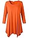 LARACE Women Plus Size 3/4 Sleeve Tunic Tops Loose Basic Shirt(L, Orange)