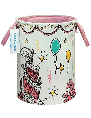 LANGYASHAN Storage Bin，Canvas Fabric Collapsible Organizer Basket for Laundry Hamper,Toy Bins,Gift Baskets, Bedroom, Clothes,Baby Nursery (Cake) - Thumbnail 7
