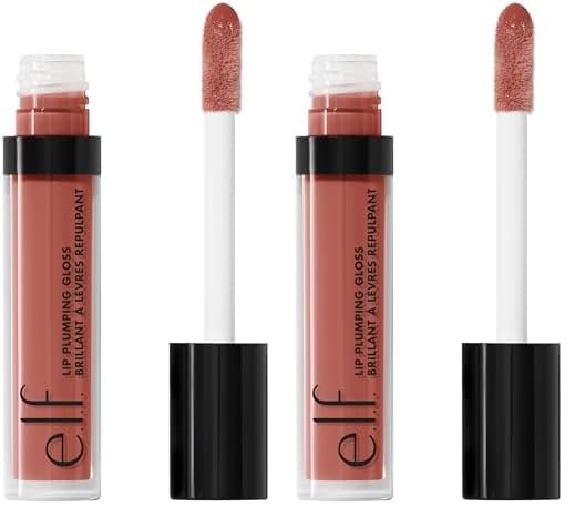 e.l.f. Lip Plumping Gloss, Hydrating, Nourishing, Invigorating, High-Shine, Plumps, Volumizes, Cools, Soothes, Mocha Twist, 2.70 ml (Pack of 2)