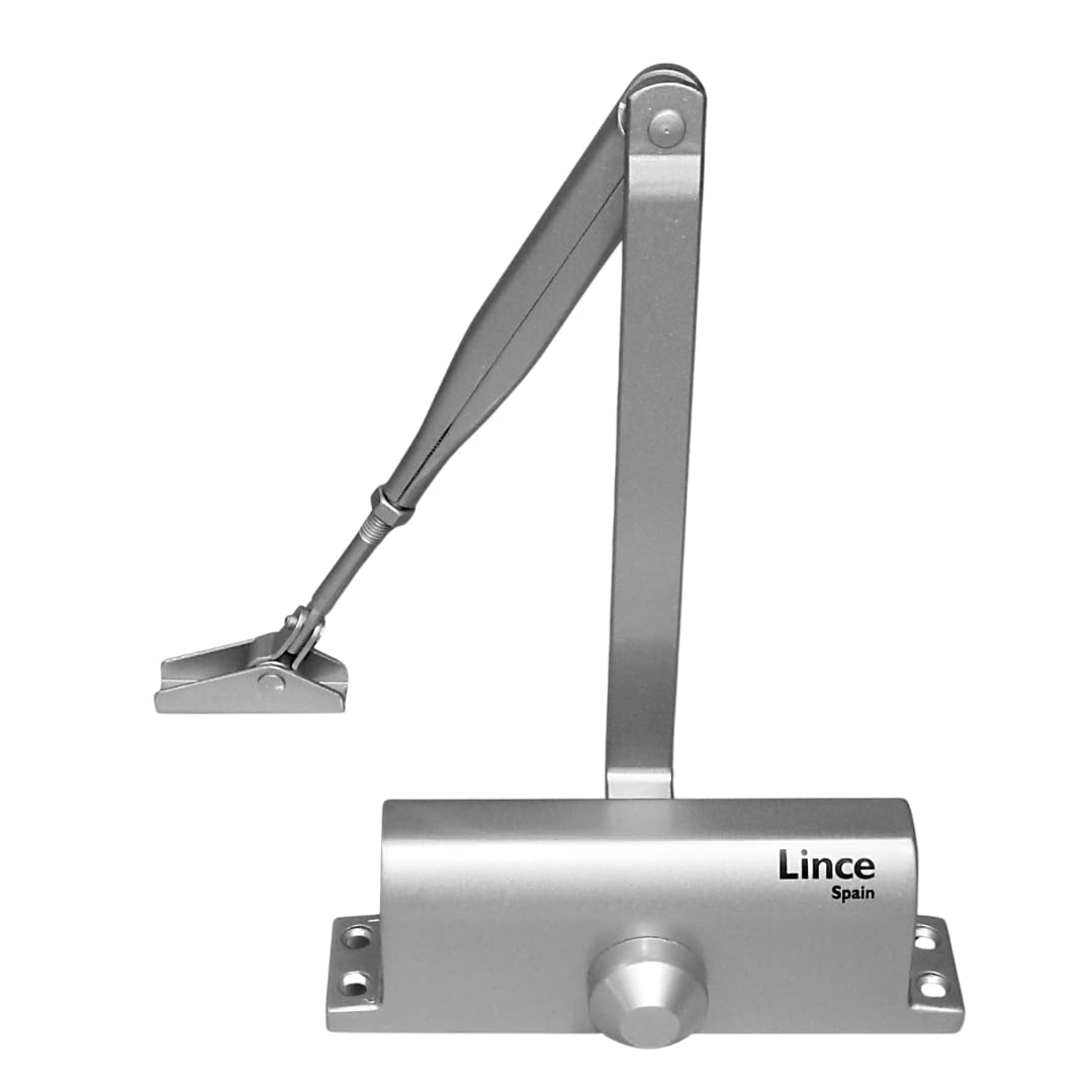 Door Closer for Doors LINCE, Force 2-3 for 40-60 Kilos Silver, Certified to UNE-EN1154 Standard, Not Suitable for RF Doors.