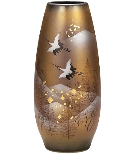  250周年記念コレクション KUTANI CRANE 花瓶 Amazon.com: KUTANI YAKI(ware) Vase Crane and gold clouds : Home
