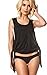 Coqueta Tank Top Open Sexy Halter Knotted W/Side Ties Tunic Sport Shirt Black-Large