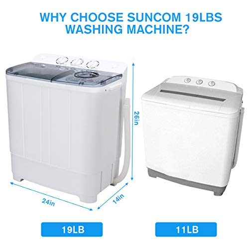 image for SUNCOM Washing Machine, Portable Mini Compact Twin Tub Washer Spin Dry