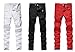 Men's Slim Pencil Multi-Pocket Stretch Wrinkled Biker Jeans W32 Black