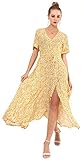 Wantdo Women's Button Up Split Floral Maxi Dress Casual V Neck Long Dresses
