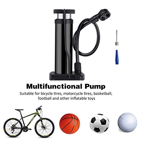 Greallthy Bike Pump, Portable Mini Bicycle Floor Pump Foot Activated Bicycle Tire & Air Pump Compatible with Presta & Schrader Valves Aluminum Alloy Barrel Free Gas Needle(Black)
