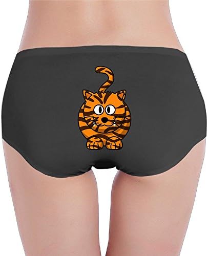 Ward Smith Women's Cute Cat Low-Rise Cotton Bikini Brief Seamless Panties Underwear S Black
