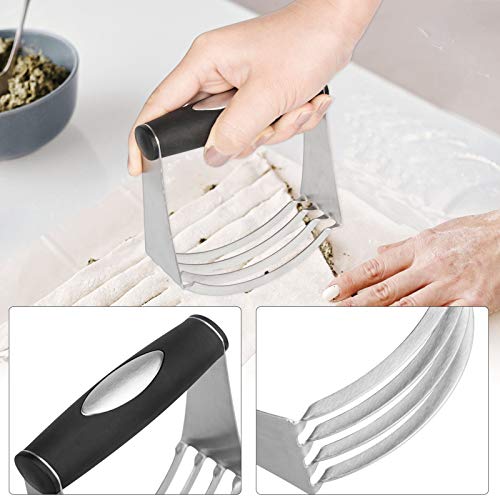 10 Pcs Pastry Cutter Set Dough Blender with 5 Round Biscuit Cutter Set |Stainless Steel Handle Rubber Grip| Silicone Baking Mats and etc, Professional QUALITY Baking Dough Tools (Silver)