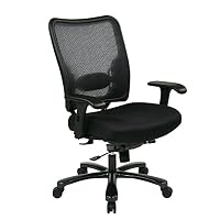 SPACE Seating Big and Tall AirGrid Back and Padded Mesh Seat, Adjustable Arms, Gunmetal Finish Base Ergonomic Managers Chair, Black