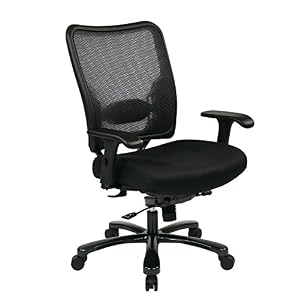 SPACE Seating Big and Tall AirGrid Back and Padded Mesh Seat, Adjustable Arms, Gunmetal Finish Base Ergonomic Managers…