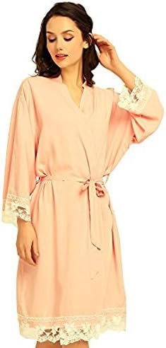 ROMANTIC BRIDESMAID COTTON ROBE WITH CROCHETED LACE TRIM