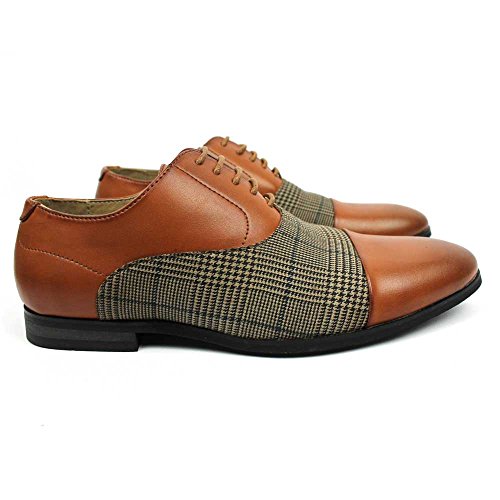 New Men's Cap Toe Plaid Checkered Lace Up Modern Dress Shoes Azar (8.5