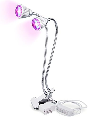 Led Grow Light, RundA 360 Degree Flexible Gooseneck LED Plant Grow Dual Head Desk Clip Lamp with Double on/off Switch for Home Garden Greenhouse (Double Head)