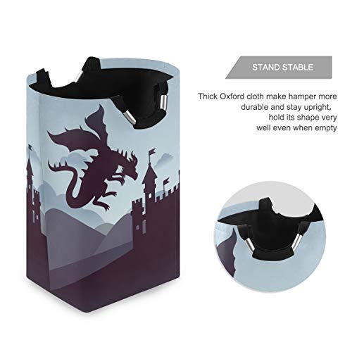 senya Fly Dragon Large Laundry Basket Shopping Bag, Collapsible Fabric Laundry Hamper, Foldable Clothes Bag, Folding Washing Bin (c) - Thumbnail 3