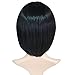 Another Me Wig Women's Glossy Black Short Bob Wig Ultra Soft Neat Bangs Heat Resistant Fiber Party Cosplay Accessories