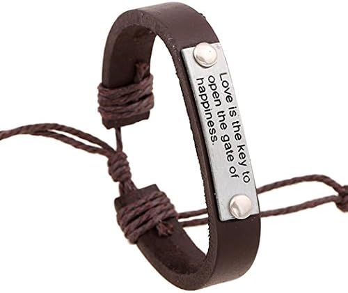 Flake Rain Unisex Personality Vintage Euramerican Punk Style Original Leather Couple Bracelets (Brown1)