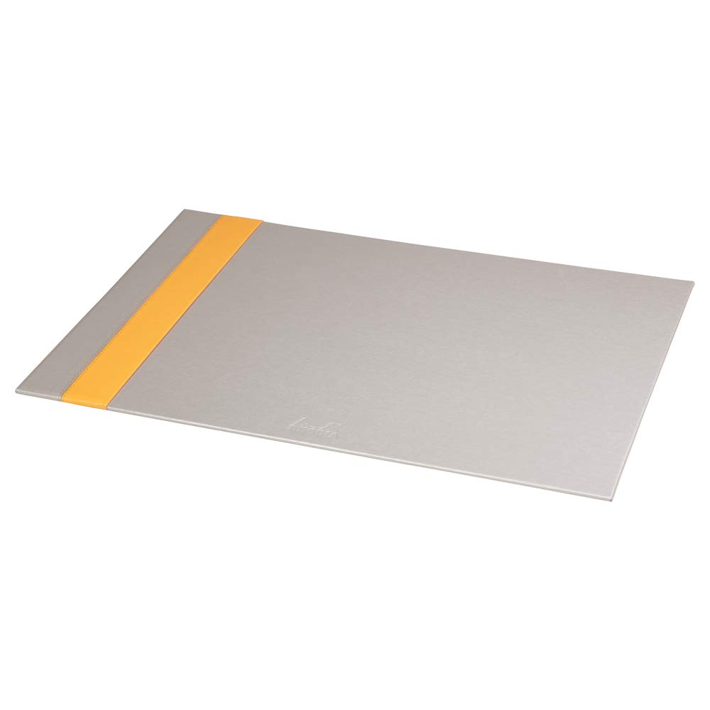 RHODIA 318801C - Silver Rigid Desk Pad - 60x40 cm - Orange Saddle Stitching - Faux Leather Exterior - Home Office Collection Rhodiarama - Office Organization & Designer Storage