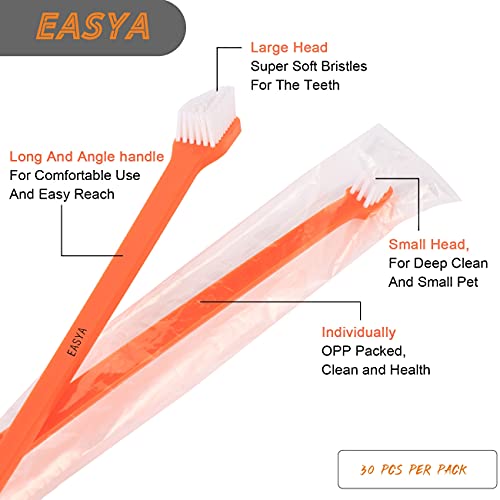 EASYA EASYA 30 Pieces Double Headed Pet Dog Toothbrush for Small Dogs/ Soft Bristles Puppy Long