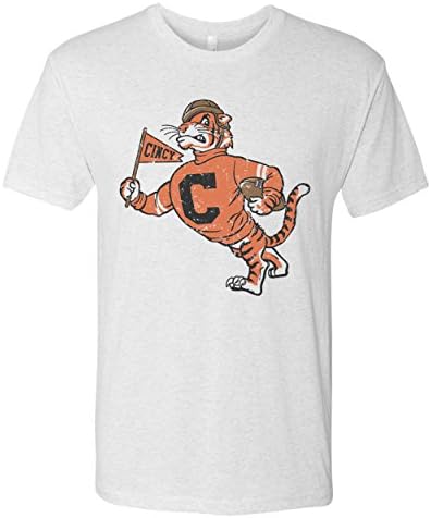 Cincy Retro Bengals Men's Tri-Blend T-Shirt Heather White Large