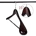 SONGMICS 6 Pack Wide Shoulder Wooden Hangers, Premium Solid Wood Hangers with Non Slip Pants Bar, Smooth Finish Solid Wood Suit Hanger, 360° Swivel Chrome Hook, Brown URSH06B