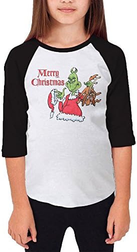 Autumn Youth Merry Christmas The Grinch Crew Neck 3/4 Sleeves Raglan T Shirts