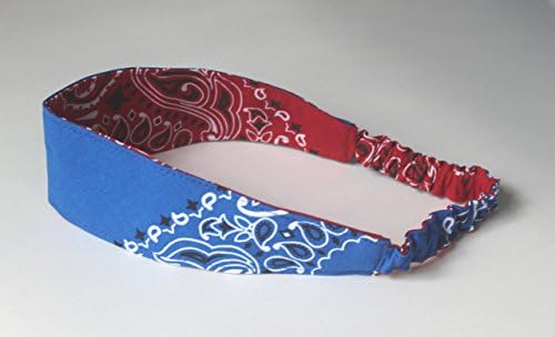 Bandana Headband made with actual Bandanas. Perfect for University of South Alabama, University of Mississippi, Colorado State, Louisiana Tech. Reversible Red/Royal